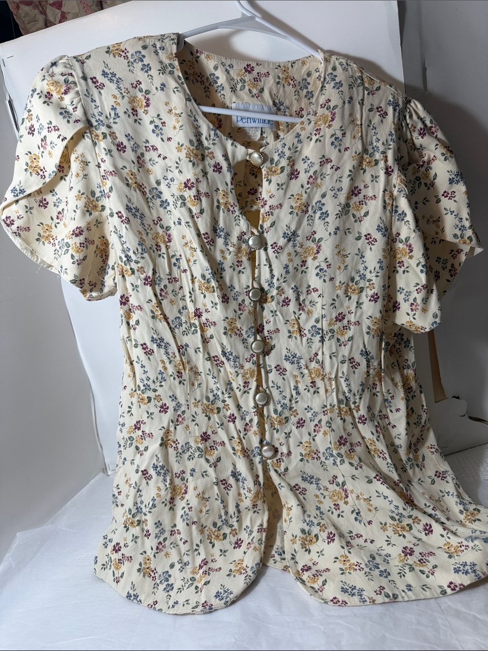 Periwinkle by Barlow Cream Floral Button-Front Blouse